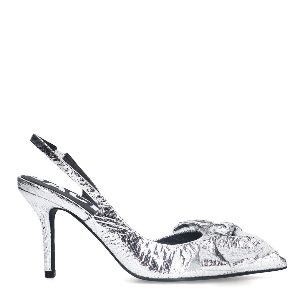 Escarpins slingback métalliques avec nœud - argenté