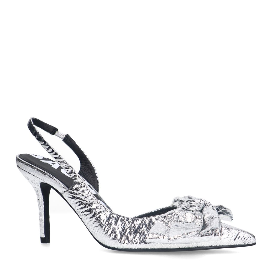 Escarpins slingback métalliques avec nœud - argenté