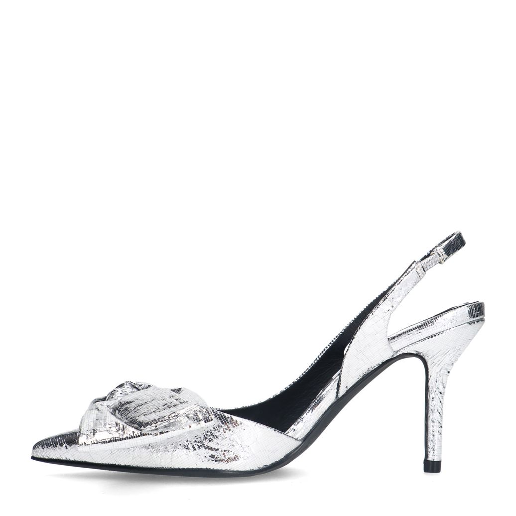 Escarpins slingback métalliques avec nœud - argenté