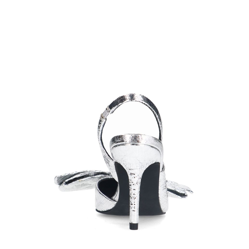 Escarpins slingback métalliques avec nœud - argenté