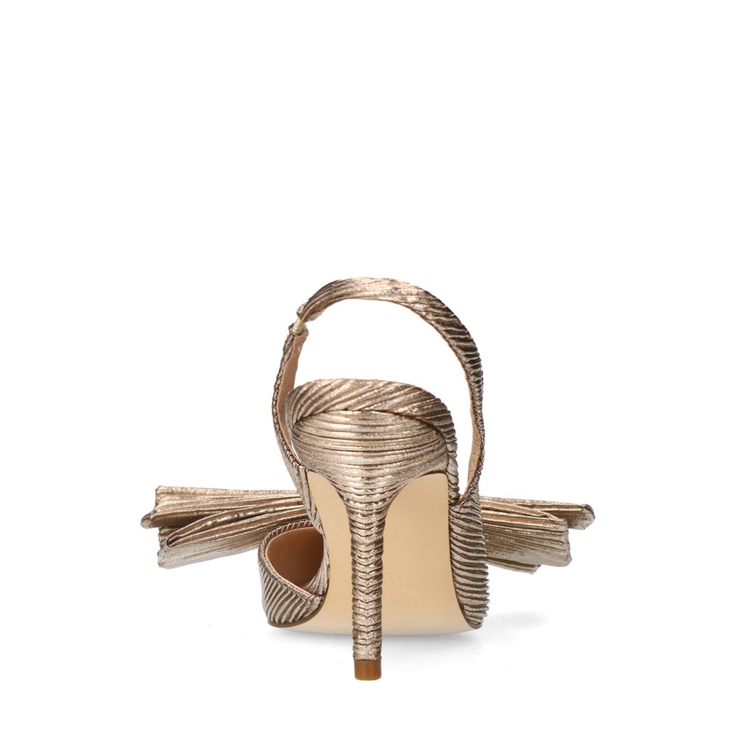 Gouden metallic slingback pumps met strik