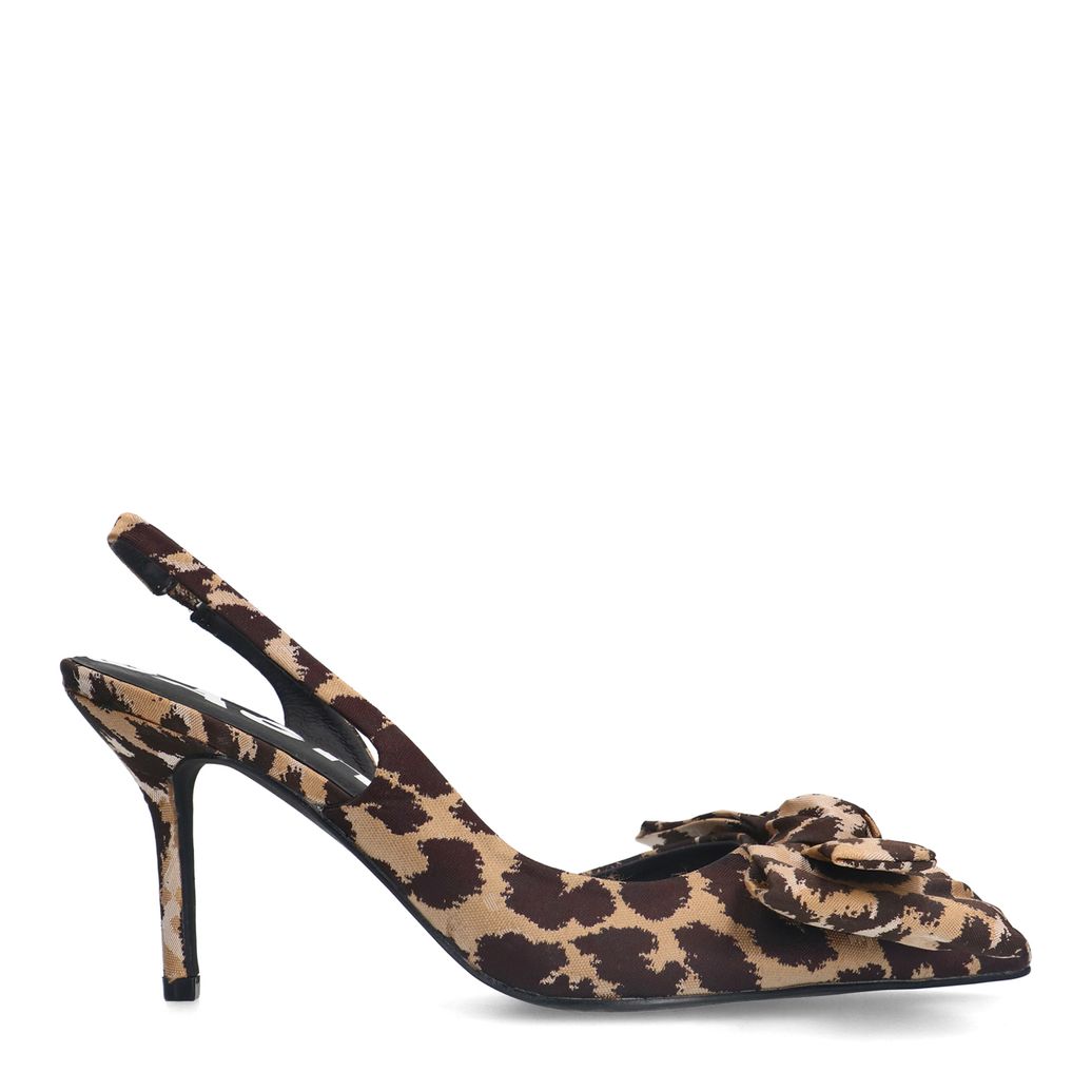 Leopard slingback pumps met strik