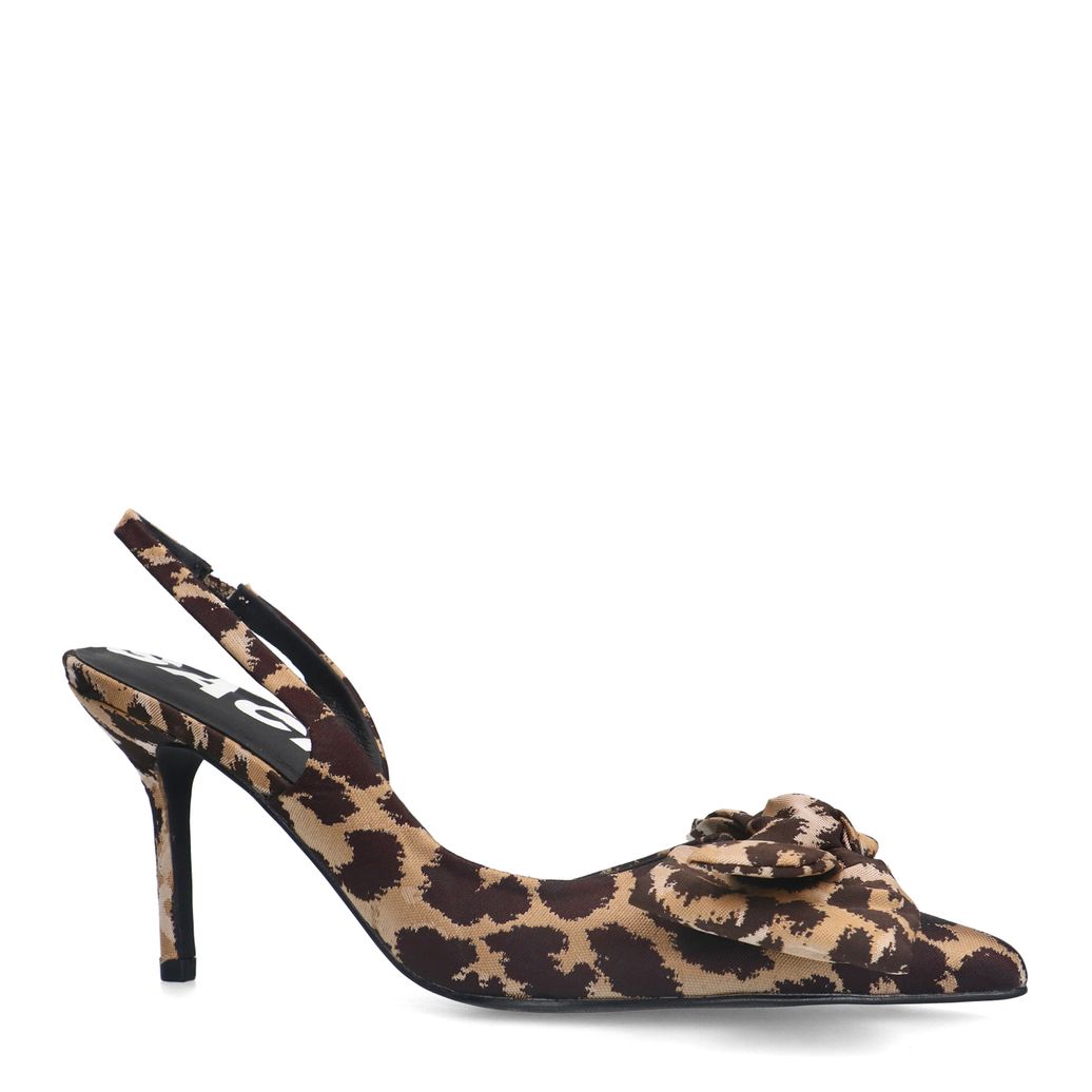 Leopard slingback pumps met strik