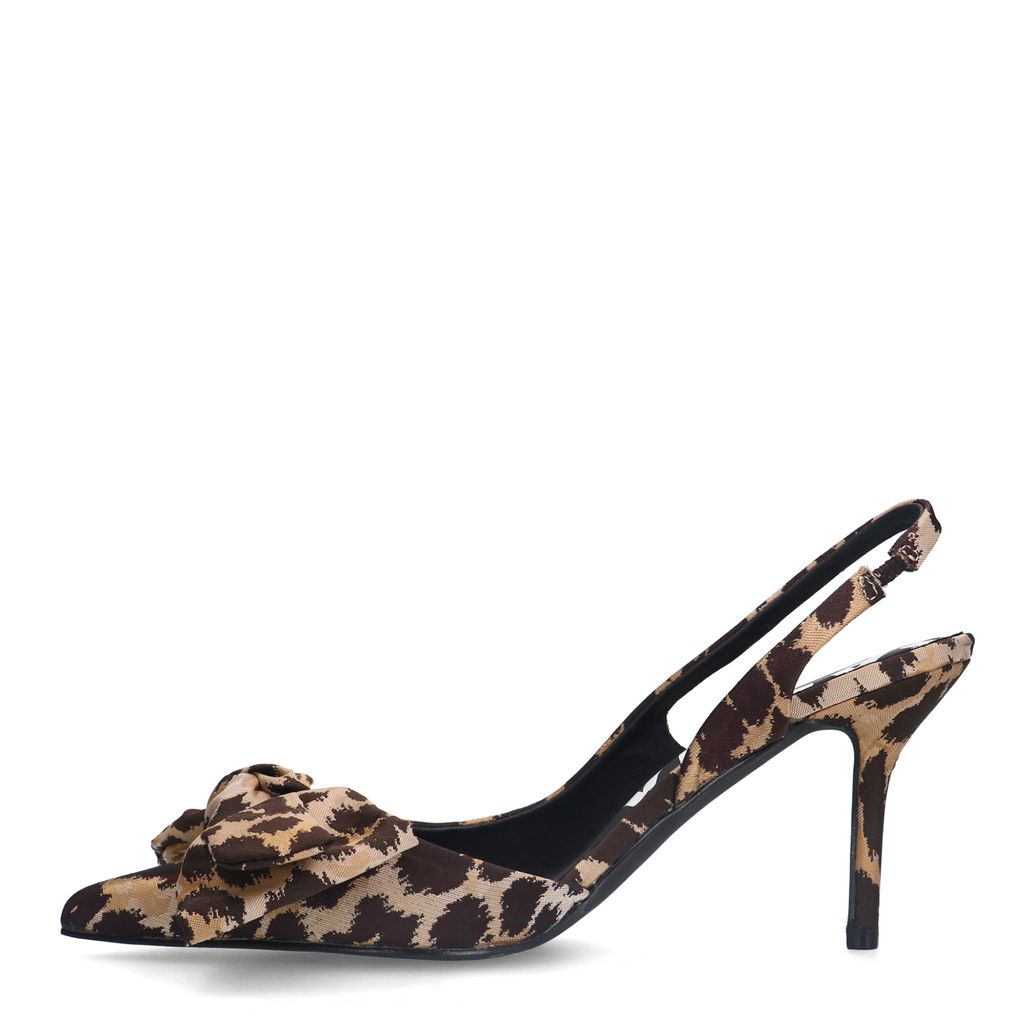 Leopard slingback pumps met strik