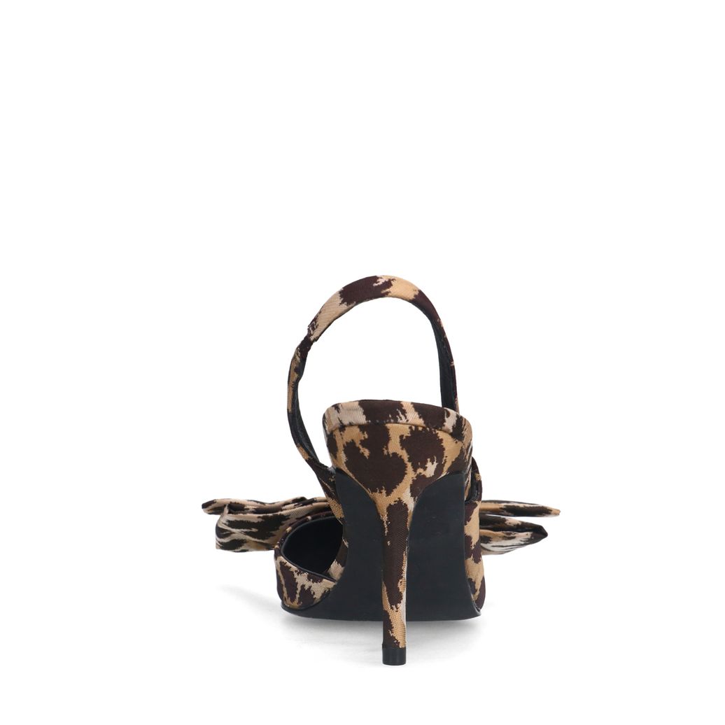 Leopard slingback pumps met strik