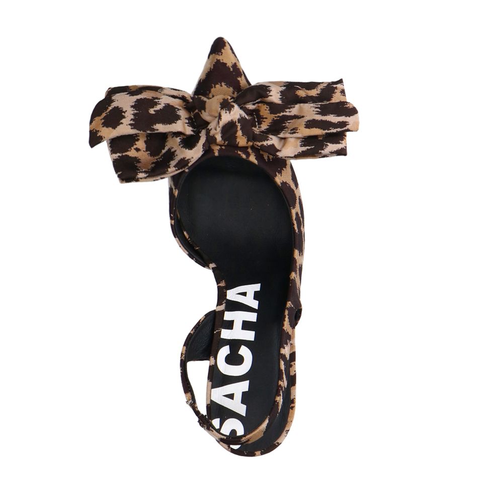 Leopard slingback pumps met strik
