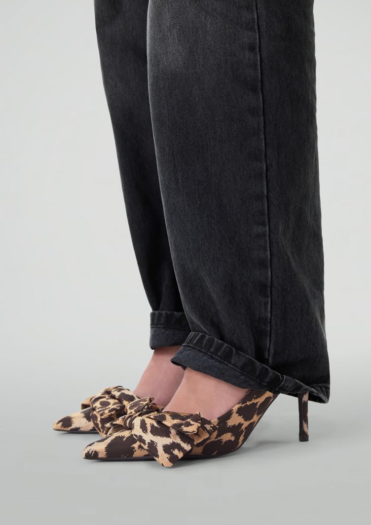 Leopard slingback pumps met strik