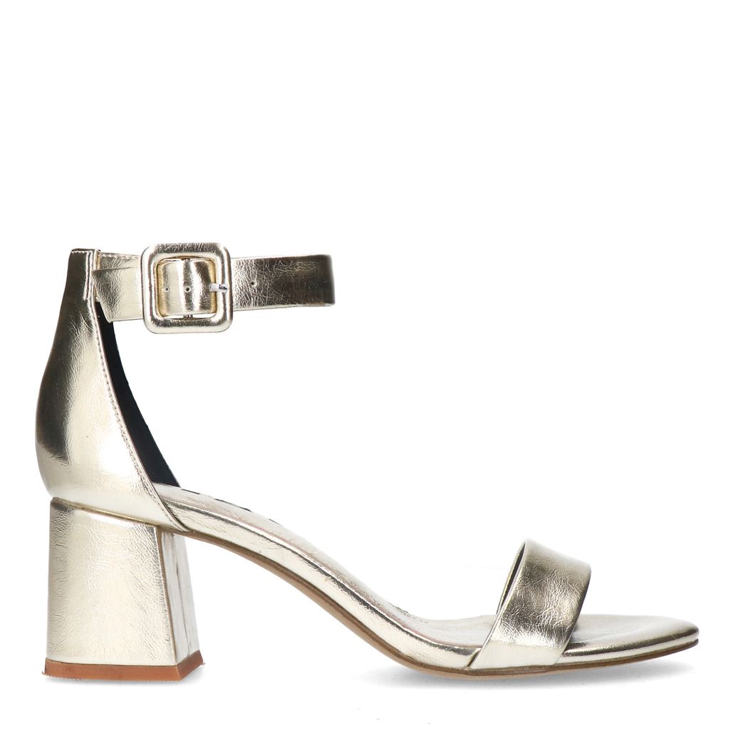 Gouden metallic sandalen met blokhak