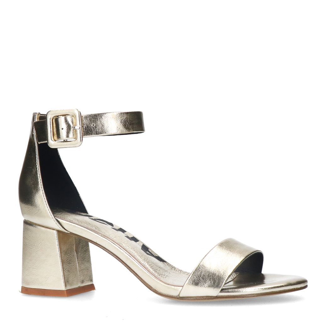 Gouden metallic sandalen met blokhak