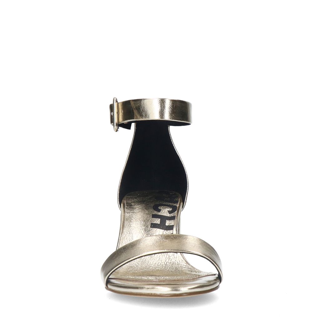 Gouden metallic sandalen met blokhak