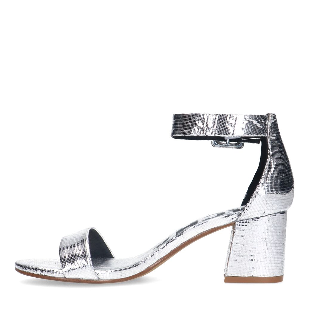 Silberfarbene Metallic-Sandaletten mit Blockabsatz