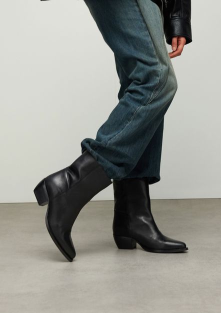 Bottines à talon en cuir - noir