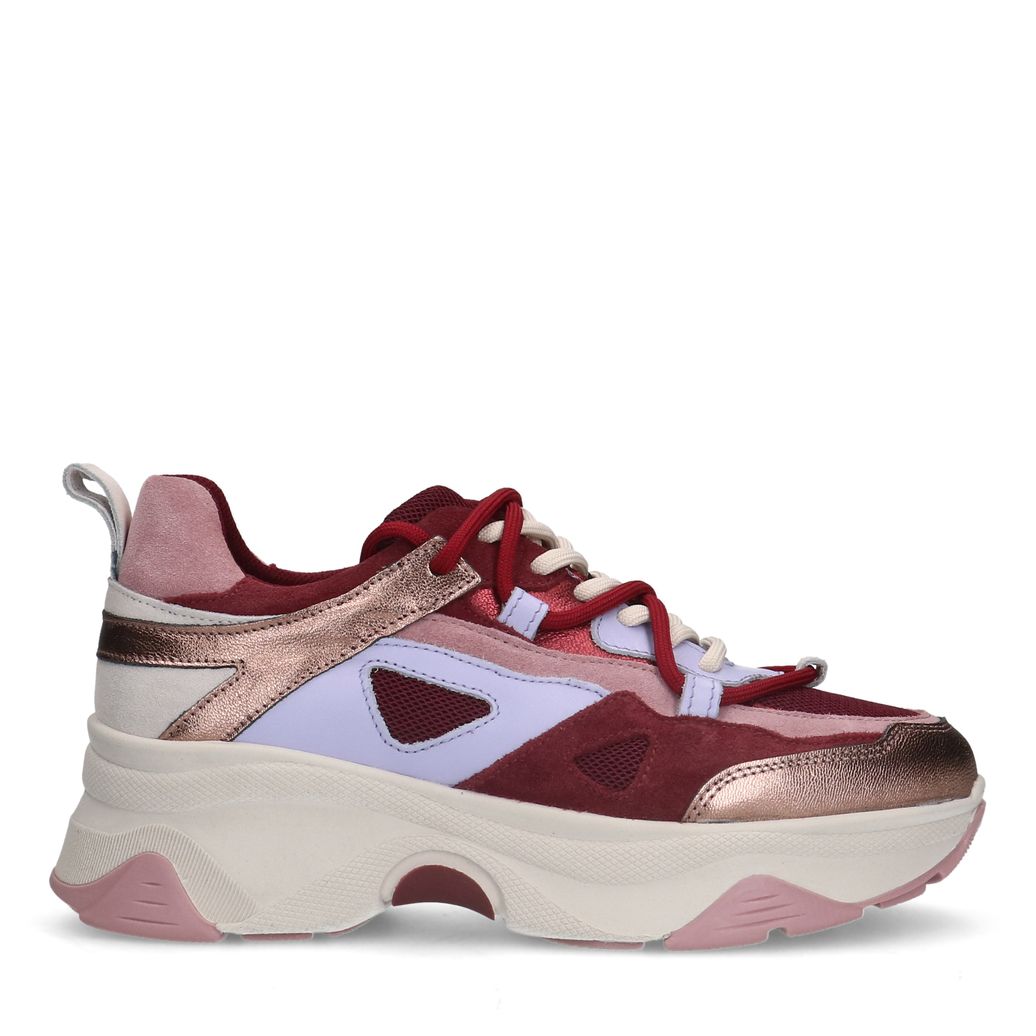Rode leren platform sneakers