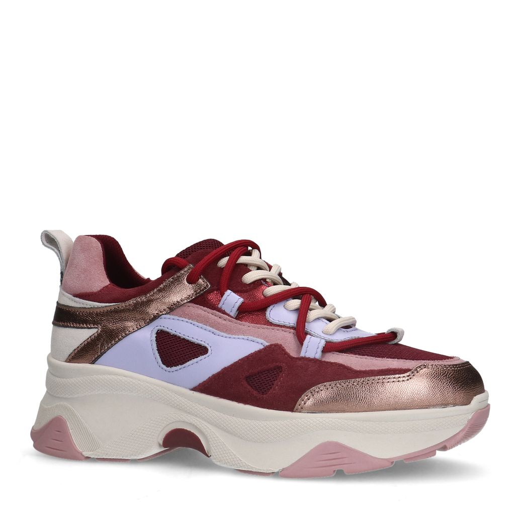 Rode leren platform sneakers