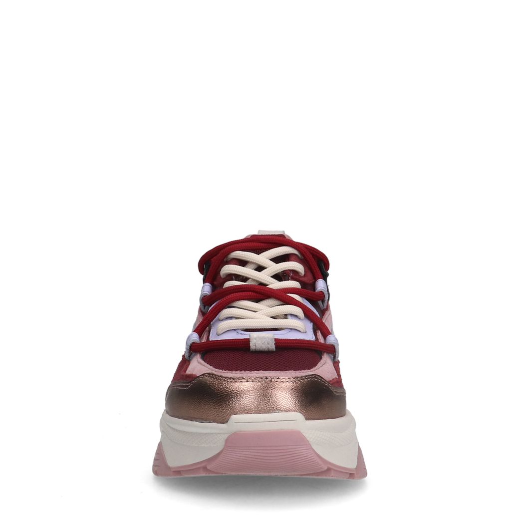 Rode leren platform sneakers