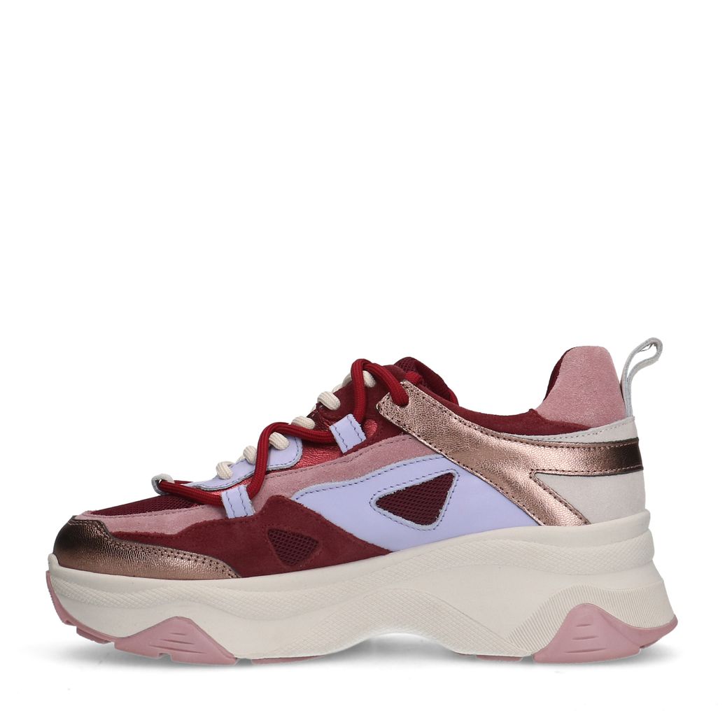 Rode leren platform sneakers