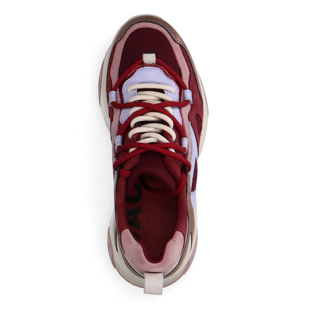 Rode leren platform sneakers