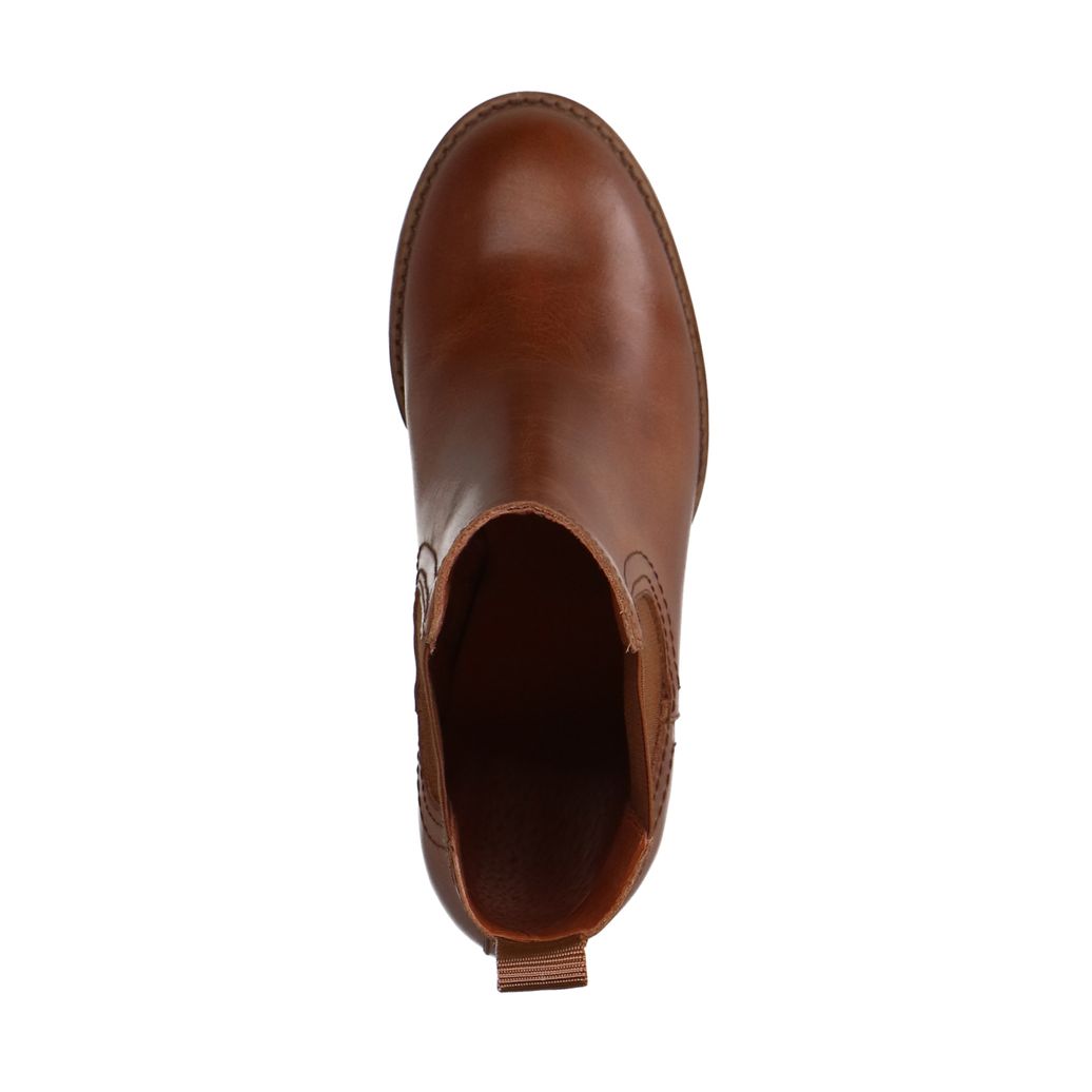 Bottines cuir à talon cubain - cognac