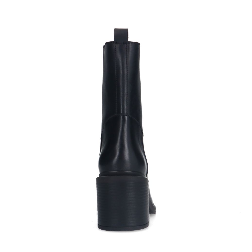 Bottines en cuir au talon carré - noir