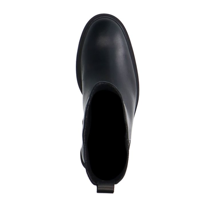 Bottines en cuir au talon carré - noir