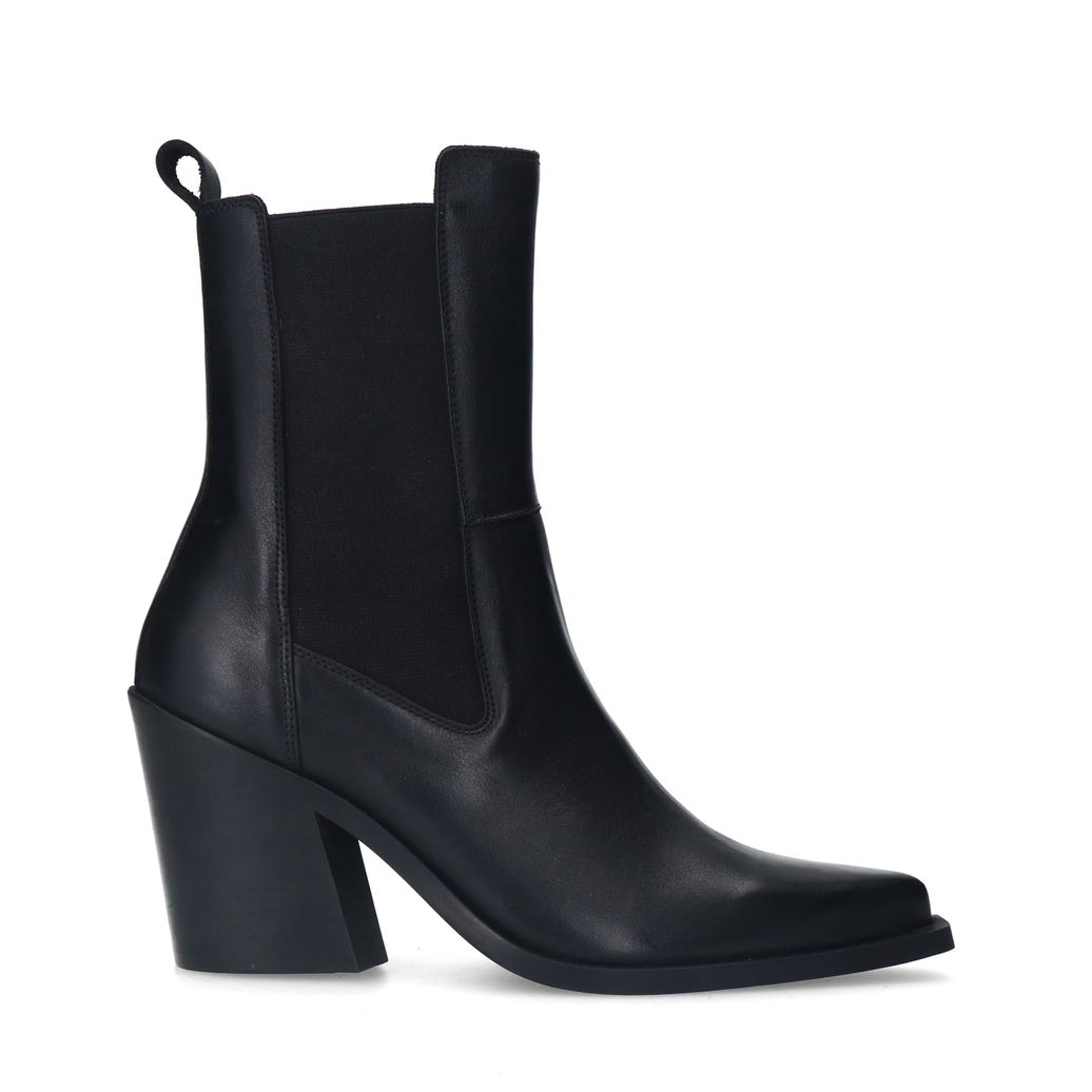 Bottines chelsea en cuir à talon - noir
