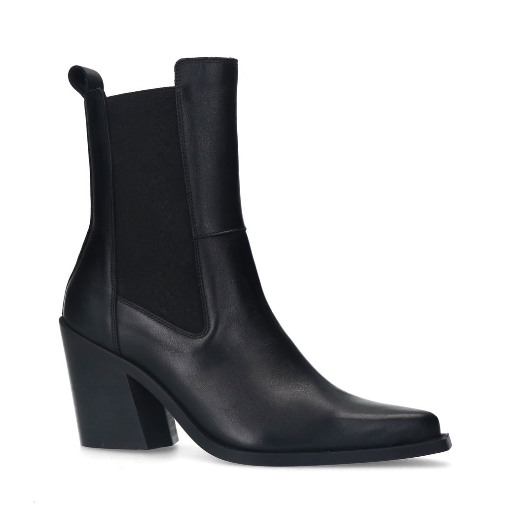 Bottines chelsea en cuir à talon - noir