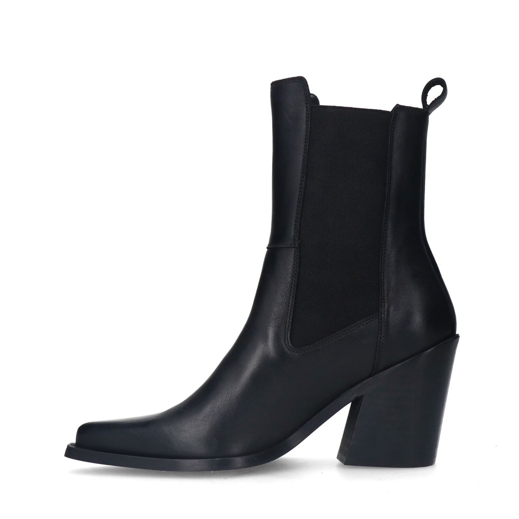 Bottines chelsea en cuir à talon - noir