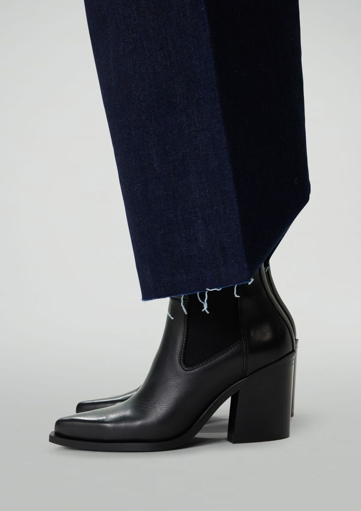 Bottines chelsea en cuir à talon - noir