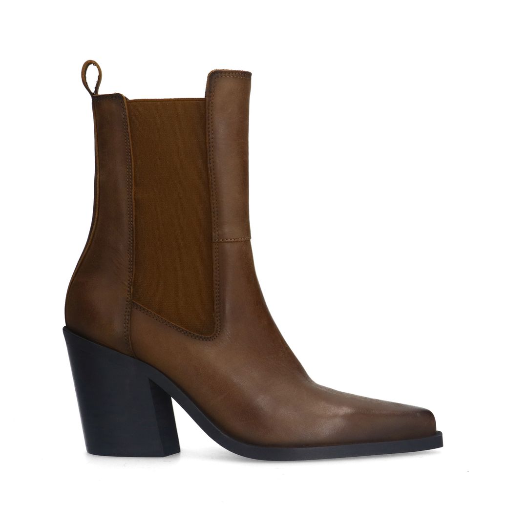 Bottines chelsea en cuir à talon - marron