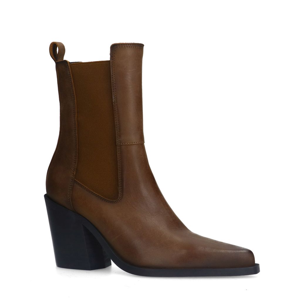 Bottines chelsea en cuir à talon - marron