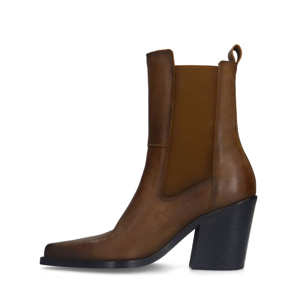 Braune Chelsea Boots aus Leder mit Absatz