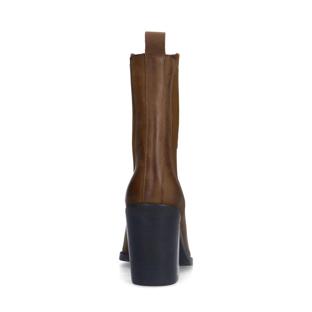 Bottines chelsea en cuir à talon - marron