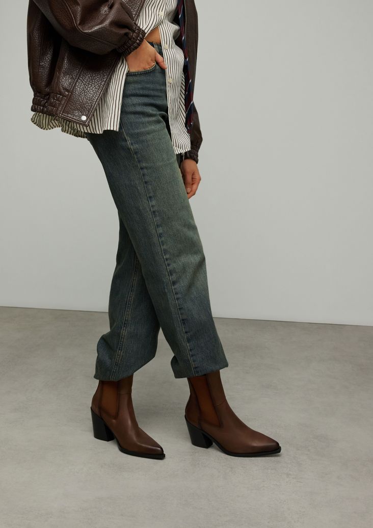 Bottines chelsea en cuir à talon - marron