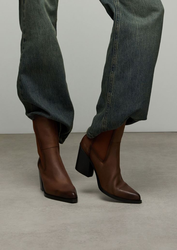 Bottines chelsea en cuir à talon - marron
