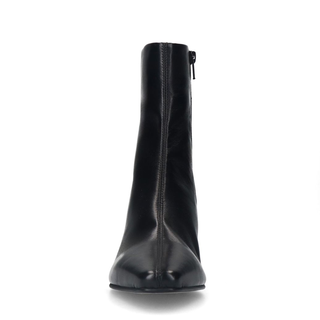 Schwarze Lederstiefeletten mit Absatz