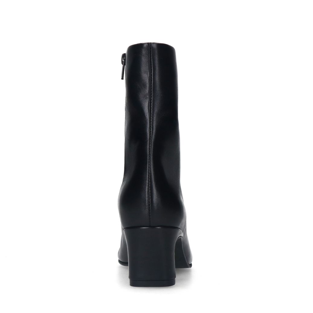 Schwarze Lederstiefeletten mit Absatz