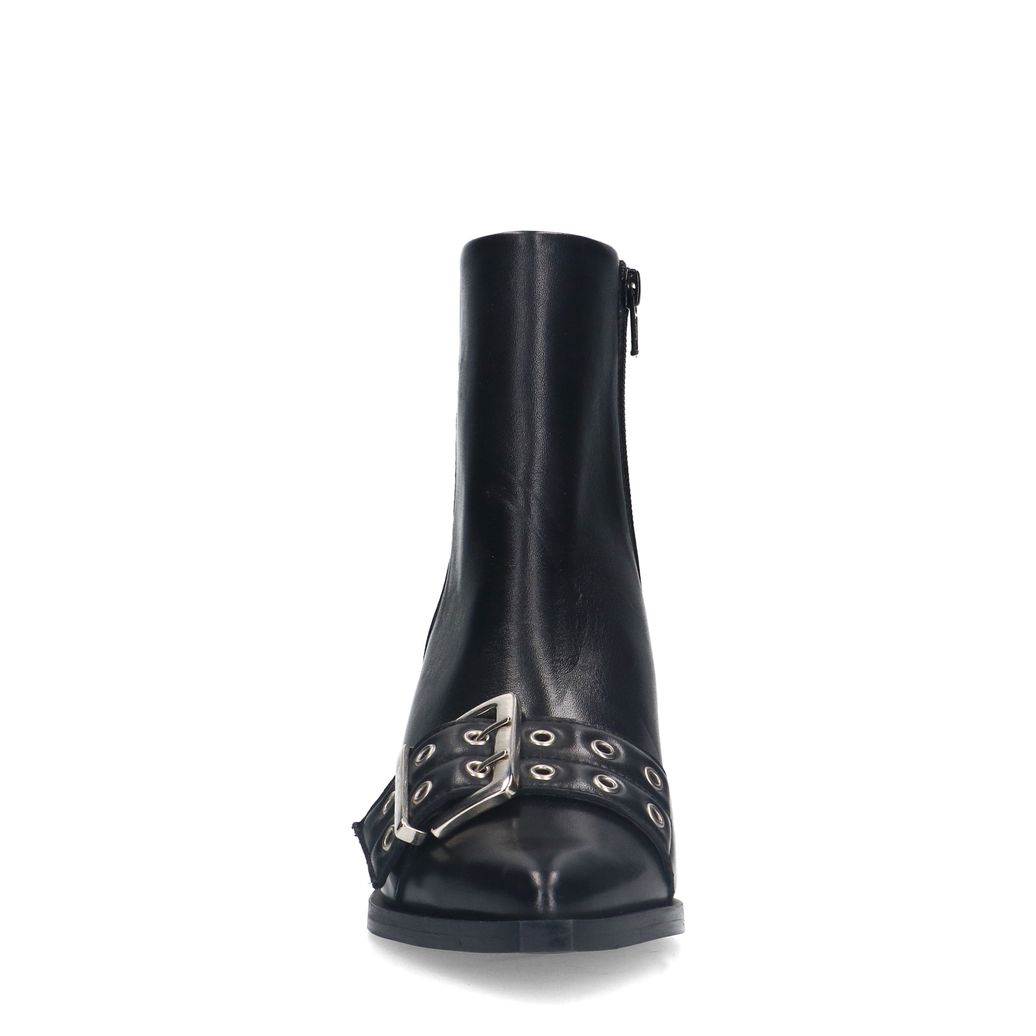 Bottines à talon avec boucle en cuir - noir