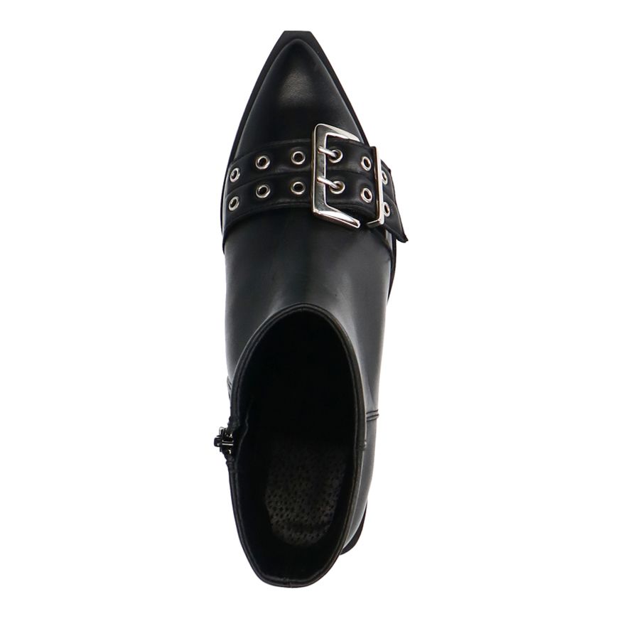 Bottines à talon avec boucle en cuir - noir