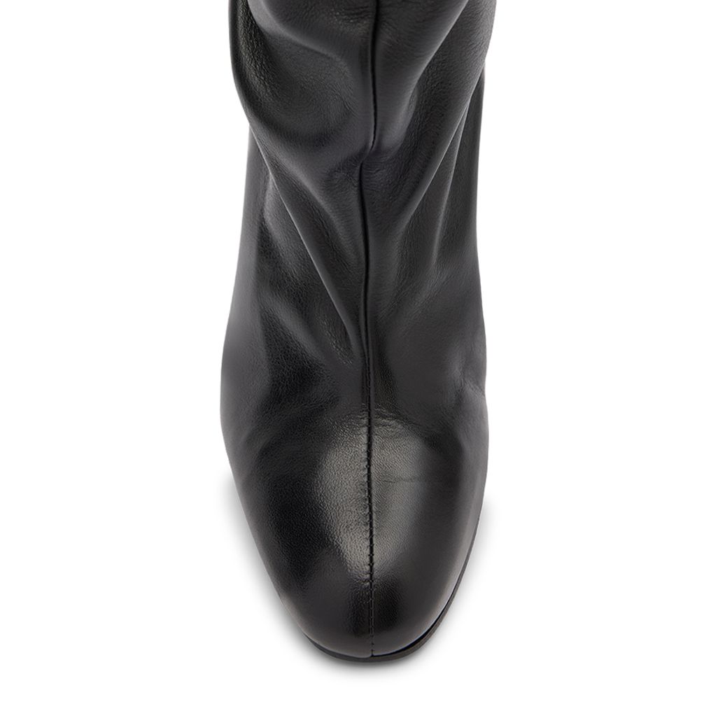 Bottes hautes à talon en cuir - noir