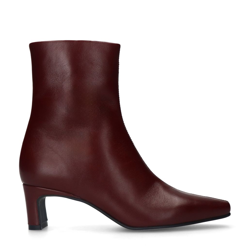 Bottines à talon en cuir - bordeaux