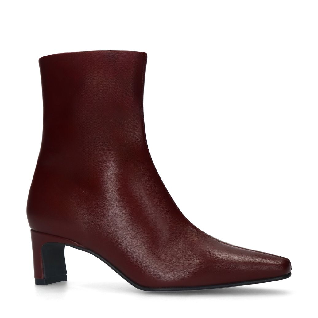 Bottines à talon en cuir - bordeaux
