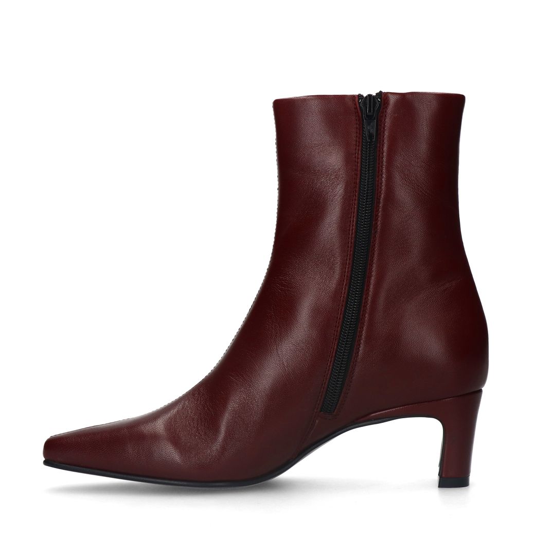 Bottines à talon en cuir - bordeaux