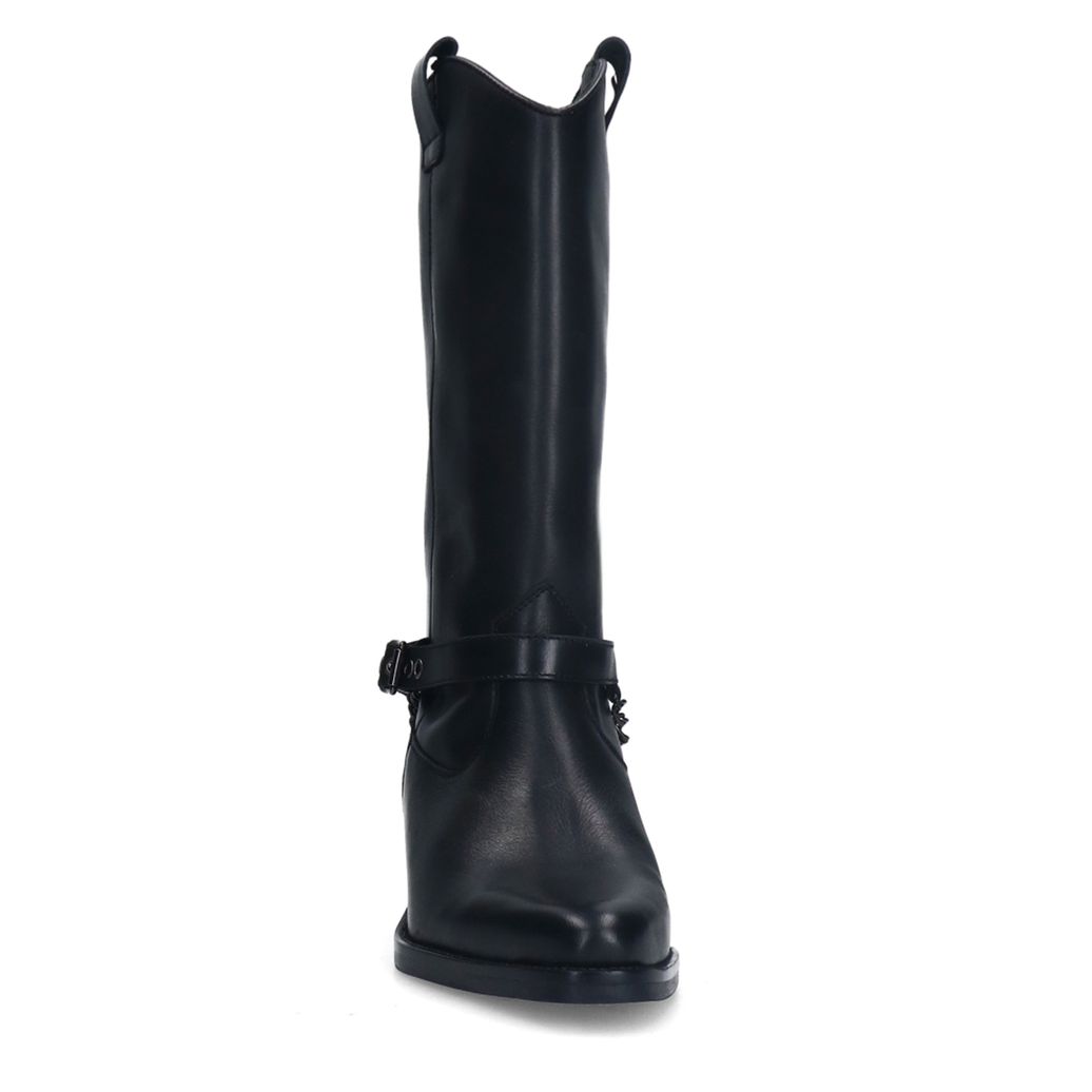 Zwarte leren cowboylaarzen met buckle