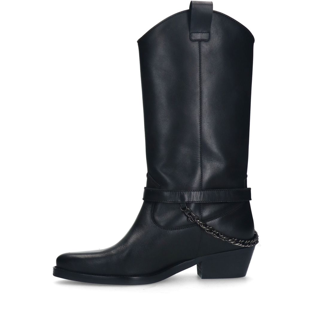 Zwarte leren cowboylaarzen met buckle