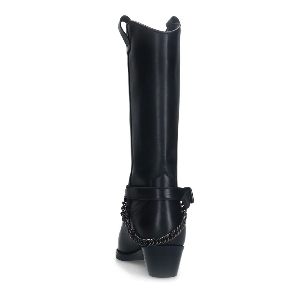 Zwarte leren cowboylaarzen met buckle