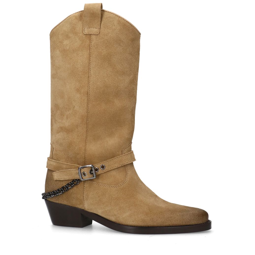 Beige suède cowboylaarzen met buckle