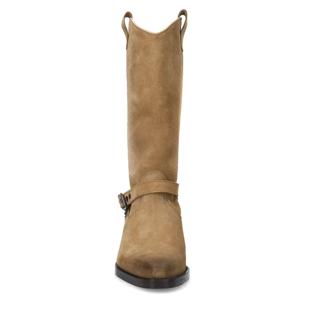 Beige suède cowboylaarzen met buckle