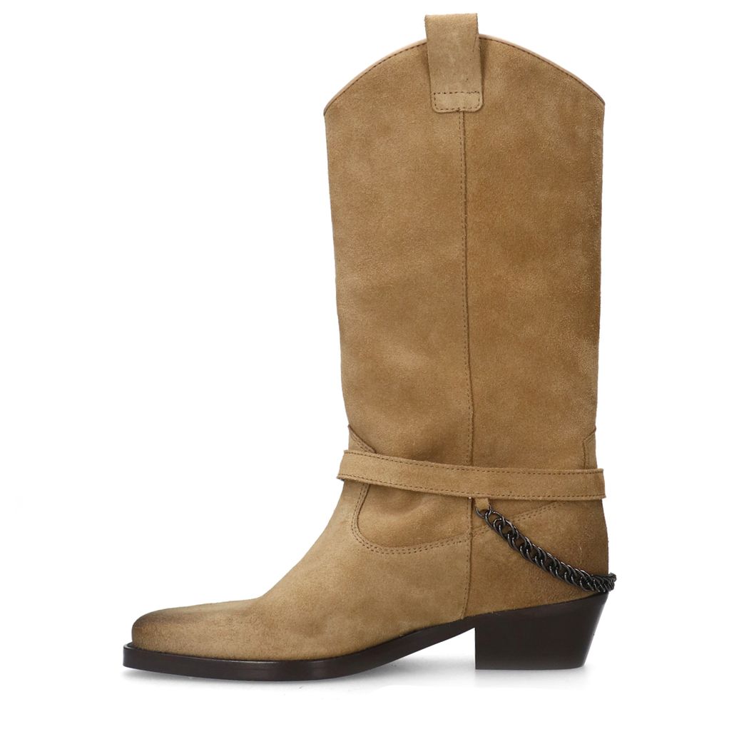 Beige suède cowboylaarzen met buckle