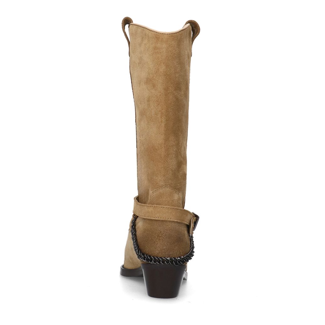 Beige suède cowboylaarzen met buckle