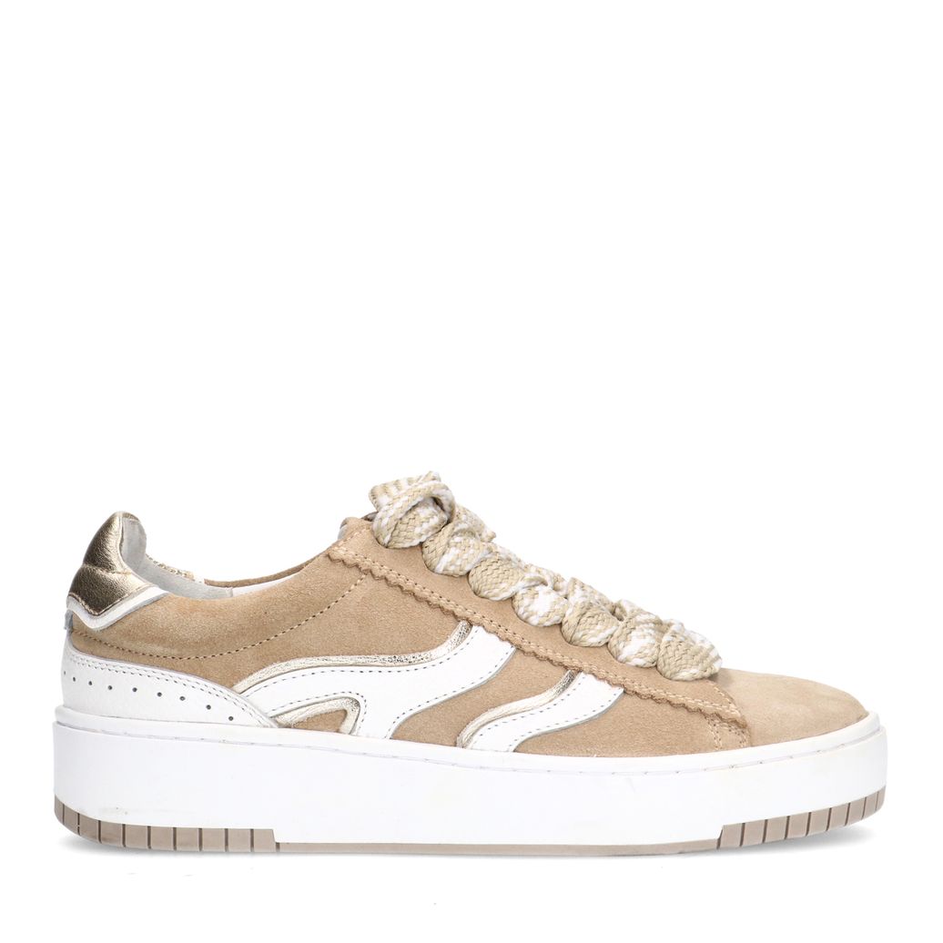 Baskets en daim avec détails blancs - beige
